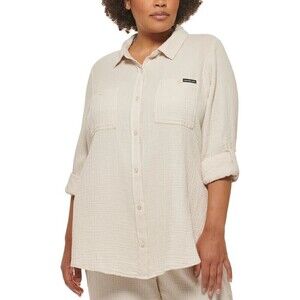 Calvin Klein Jeans Trendy Plus Size Cotton Roll-T Birch 1X